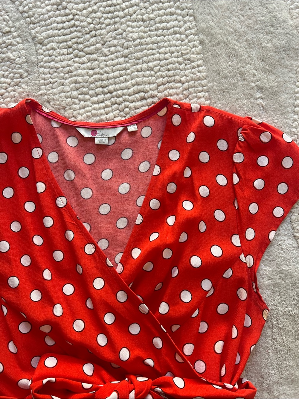 Boden Red Polka Dot Wrap High-Low Dress - Picture 6 of 7